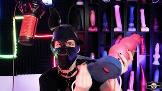 Twink pup destroys his tight hole with GLORIOUS fantasy dildo