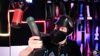 Twink pup destroys his tight hole with GLORIOUS fantasy dildo