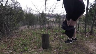 Puppy gets used hard outside gushing cum on cock and ass