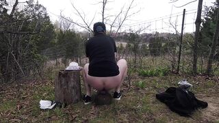 Puppy gets used hard outside gushing cum on cock and ass