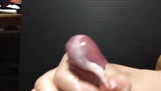Gay solo jerking with electric massager big cumshot slow motion