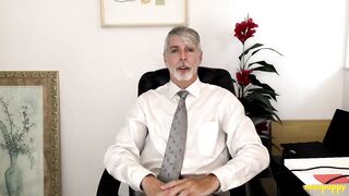 Psychiatrist Richard Lennox corrupts virgin manpuppy with suit leashed joi in office session