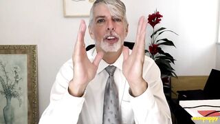 Psychiatrist Richard Lennox corrupts virgin manpuppy with suit leashed joi in office session