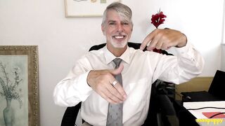 Psychiatrist Richard Lennox corrupts virgin manpuppy with suit leashed joi in office session