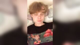 Blond twink drops his cock for hot solo top