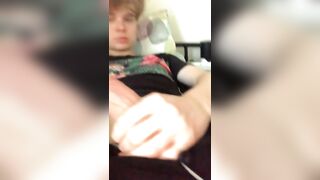 Blond twink drops his cock for hot solo top