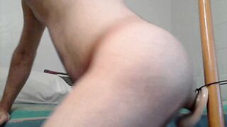 Suck and fuck Bandit with dildo while locked chastity deep throated hard
