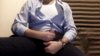 Dressed to debauch cumming home from work big cock mess