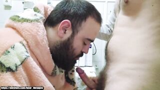 Bear pounds twink raw in kitchen bareback fucking
