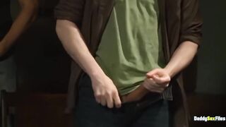 Daddy’s greedy boys worship massive dongs at wild cum party
