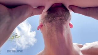 Hot muscular guys fuck raw on public beach cumming all over vacationers