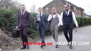 British lads in suits suck the straight boss cocks in the office