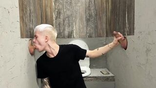 Glory hole slut takes strangers deep raw cumshots in his hungry throat 256