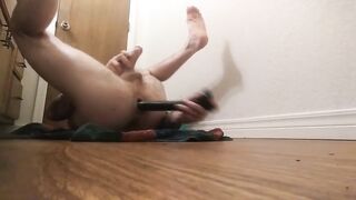 19 inch monster dildo rips his guts apart screaming anal whore