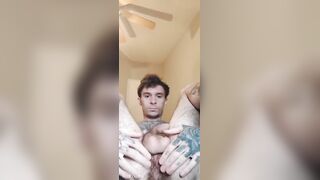 Tatted hairy hole stuffed with raw uncut.