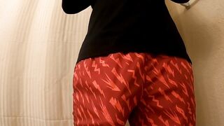 Huge cock in red silk shorts cumming all over POV wank mess