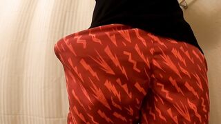 Huge cock in red silk shorts cumming all over POV wank mess
