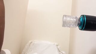 Autostroker Milks Thick Black Cock for Loud Cumshot BBQ