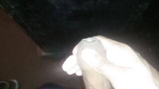 Moaning while I jack my thick cock till cum explodes in my mouth