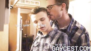 Twink deep throats muscled stepuncle’s big raw cock