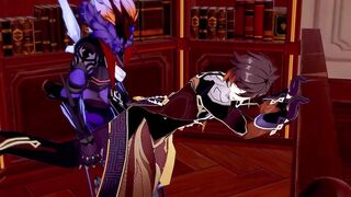 Tartaglia breeds Zhongli to climax in Genshin Impact Yaoi animation