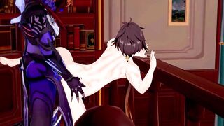 Tartaglia breeds Zhongli to climax in Genshin Impact Yaoi animation