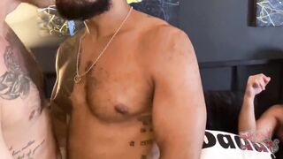 Two thick uncut European cocks demolish black ass raw pounding